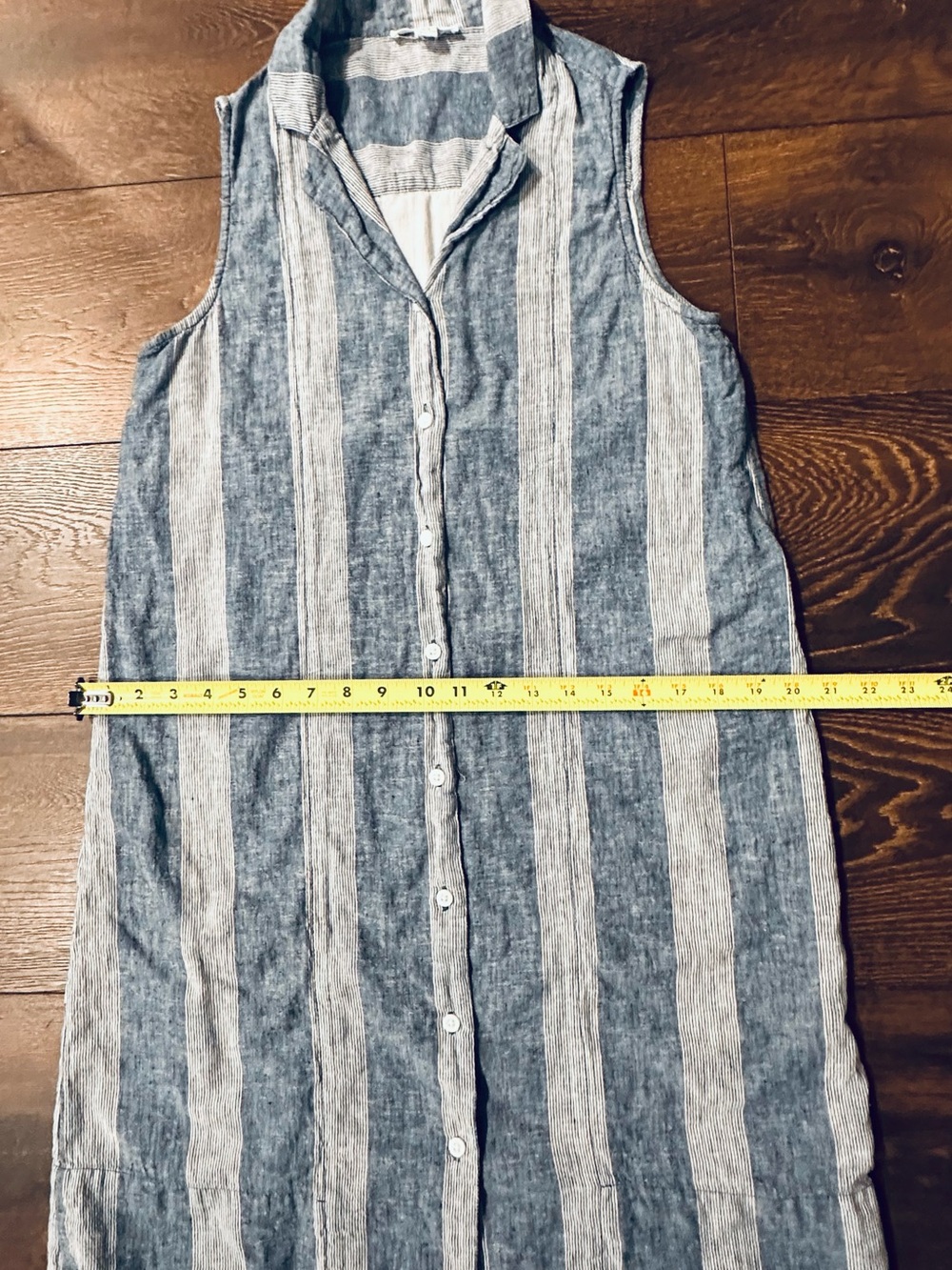 Linen/Cotton Blend Beachlunchlounge Blue & White Striped Sundress/Beach Dress - Picture 8 of 9